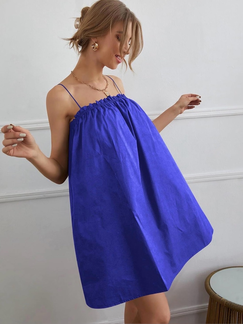 Royal Blue Spaghetti Strap Babydoll Dress